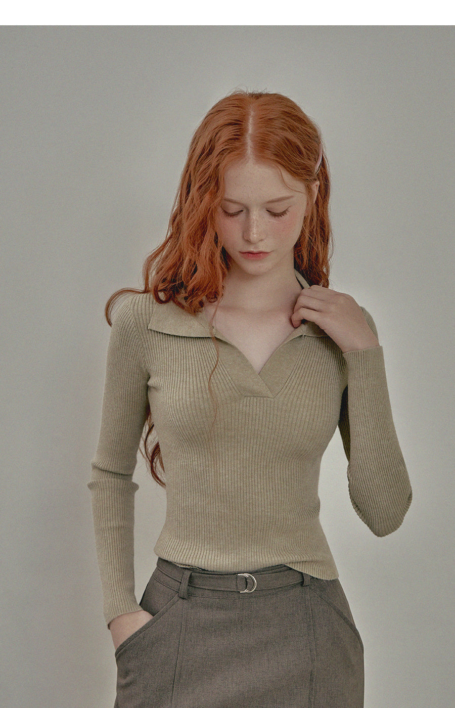 Sarasota Open Collar Golji Knit