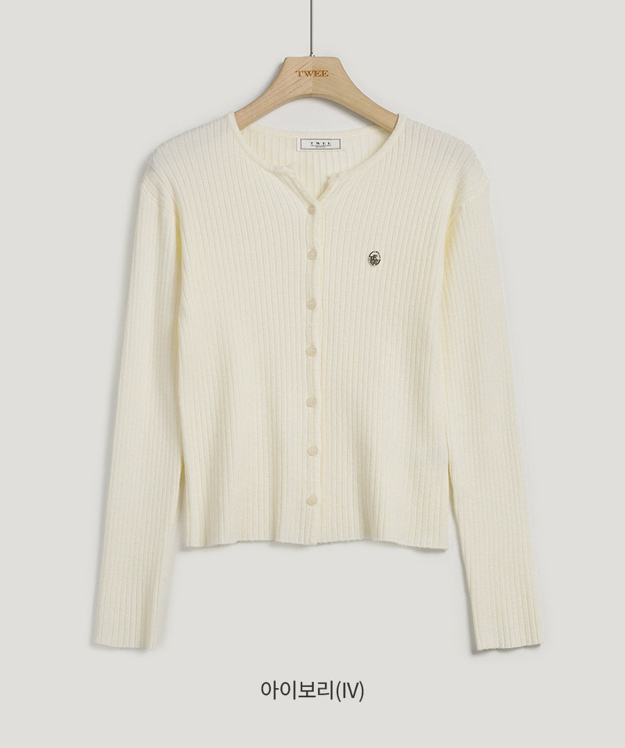 [TWEE] Elvid Symbol Ribbed Cardigan-5
