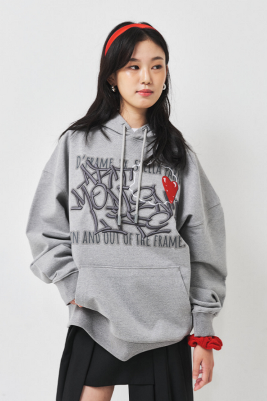 [ CLOUD CAKE ] DFRAME 3D graffiti embroidered hoodie grey-0