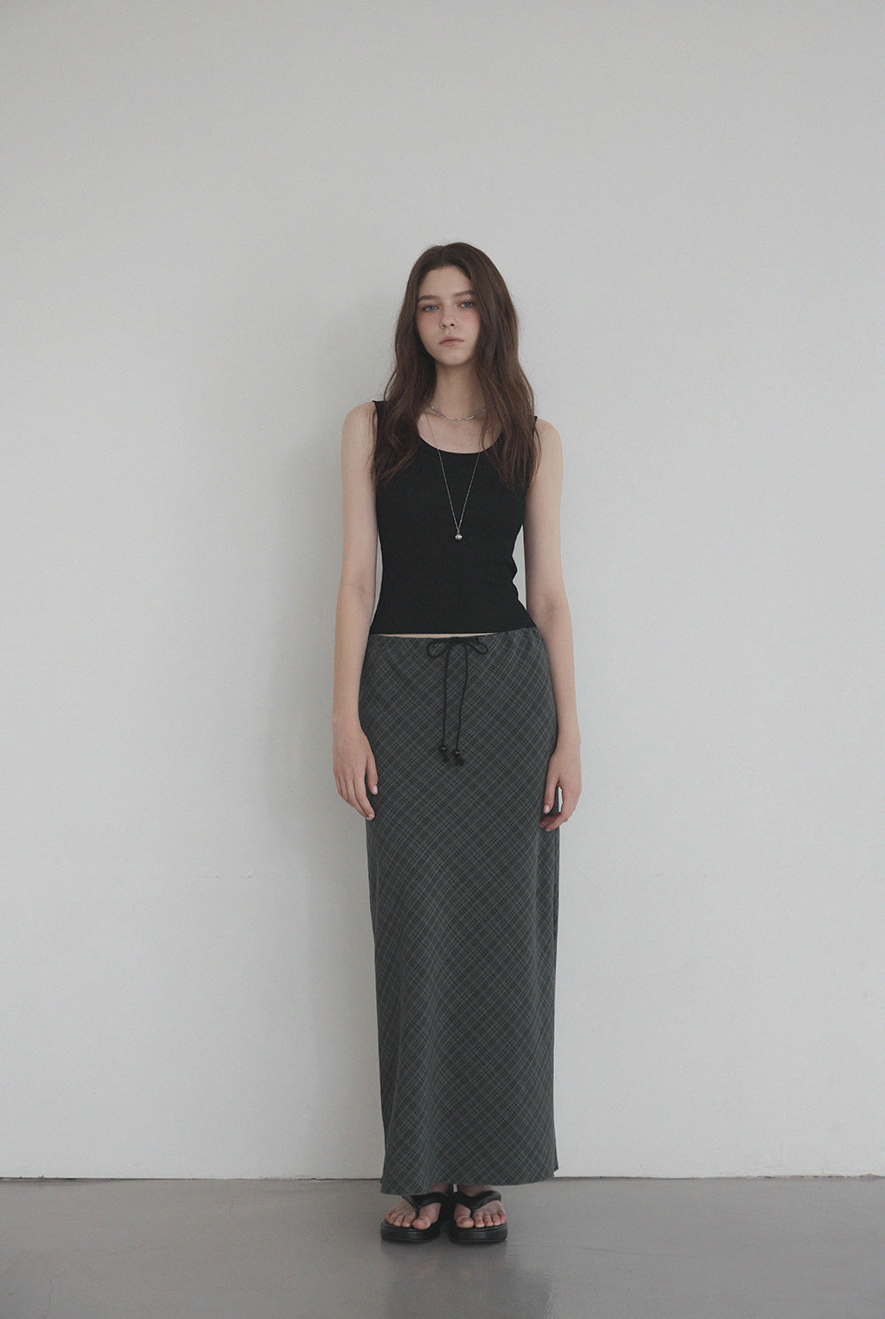 Litt Check Maxi Long Skirt