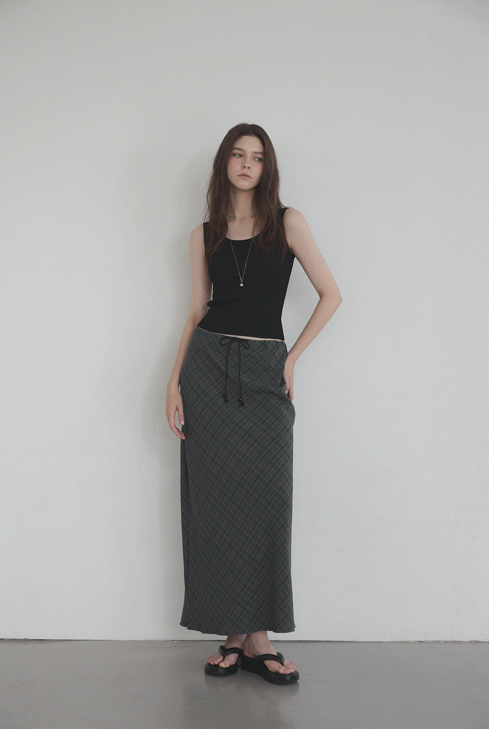 Litt Check Maxi Long Skirt