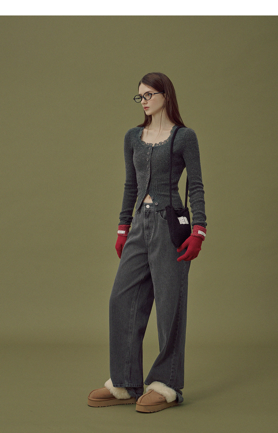 Danver Stripe Wide-Leg Denim Pants