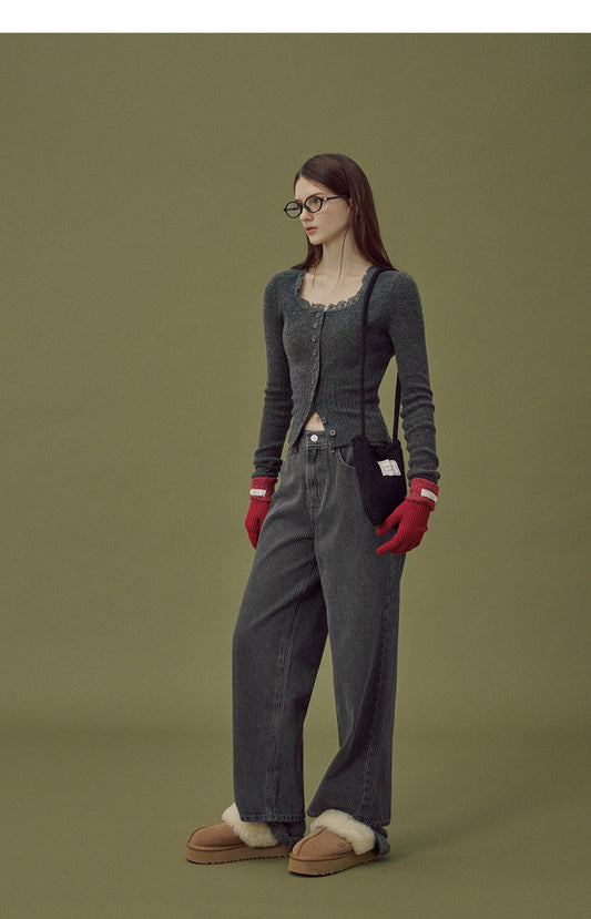Danver Stripe Wide-Leg Denim Pants