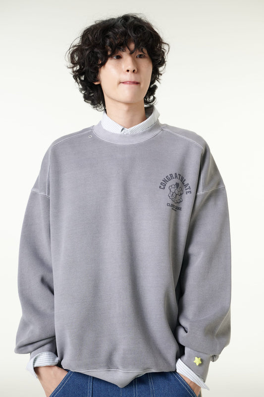 [CLOUD CAKE] Pigment Double-Layer Fabric Printed Sweatshirt-0