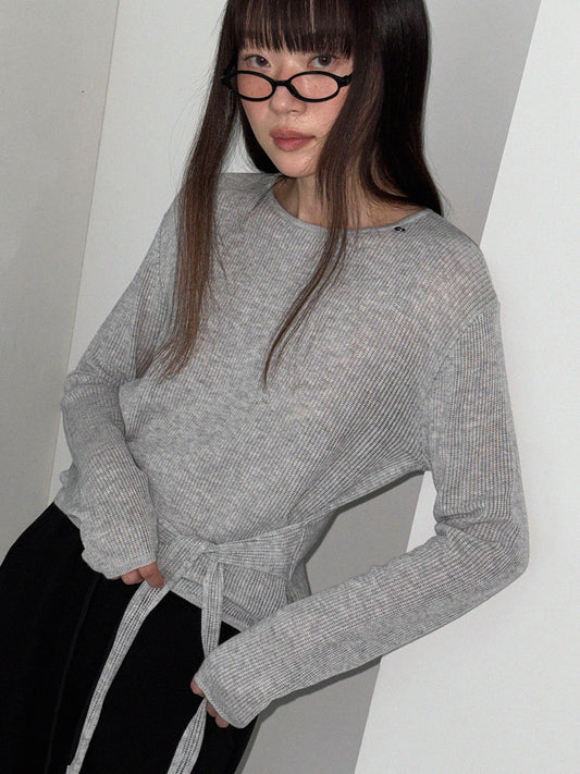 Tuna eyelet strap long-sleeve knit