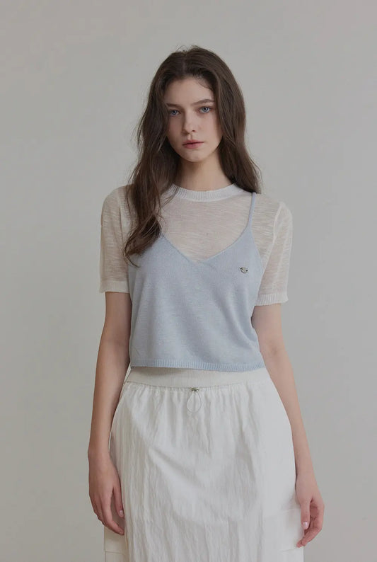 [TWEE] Nihe Colorblock Knit Sleeveless Set-0