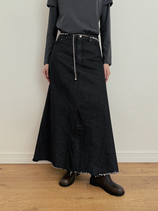 Neville Denim Maxi Long Skirt