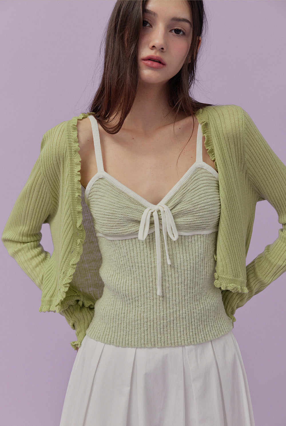 [TWEE] Soize ribbed frill cardigan-1