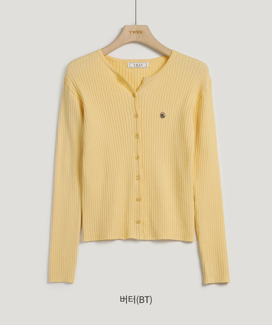 [TWEE] Elvid Symbol Ribbed Cardigan-6