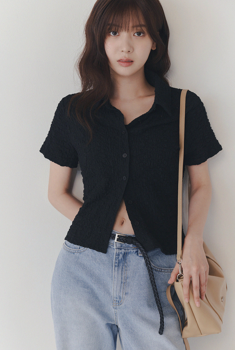 [TWEE] Billet Flower Lace Collar Blouse-0