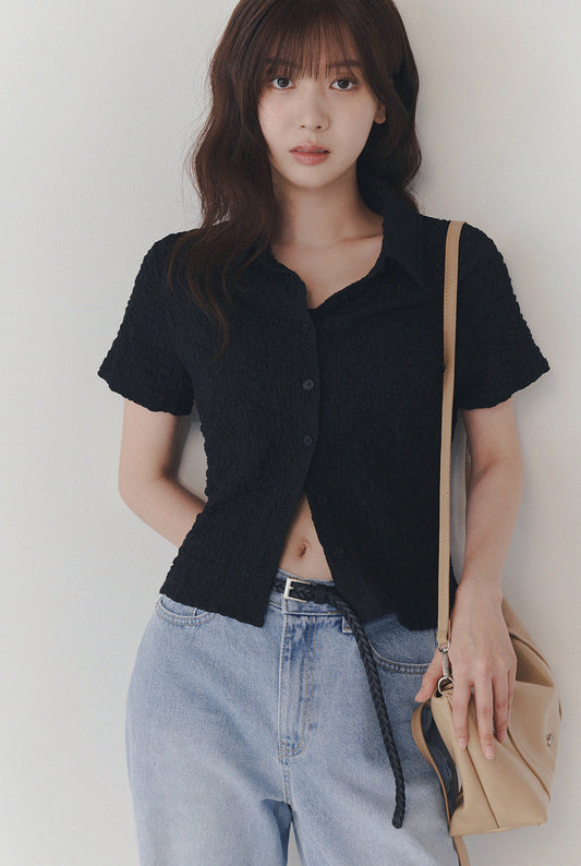 [TWEE] Billet Flower Lace Collar Blouse-0