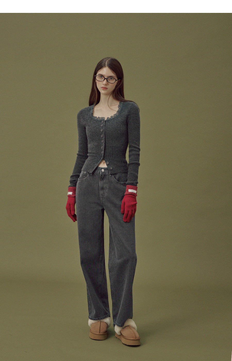 Danver Stripe Wide-Leg Denim Pants