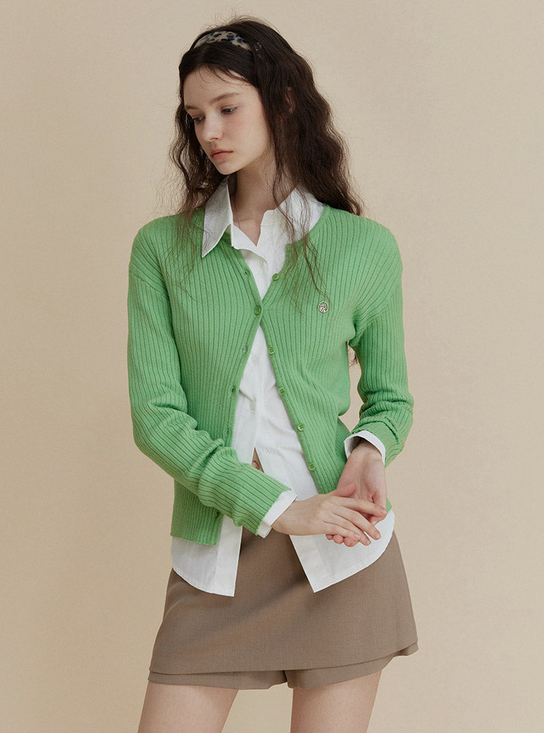 [TWEE] Elvid Symbol Ribbed Cardigan-3