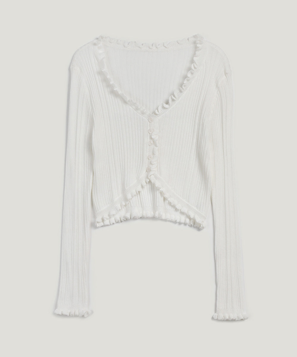 [TWEE] Soize ribbed frill cardigan-5