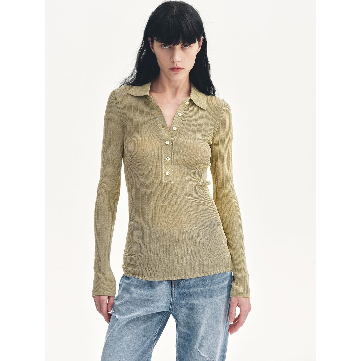 "Spring Inspiration" Retro Slim Fit POLO Neck Sweater-1