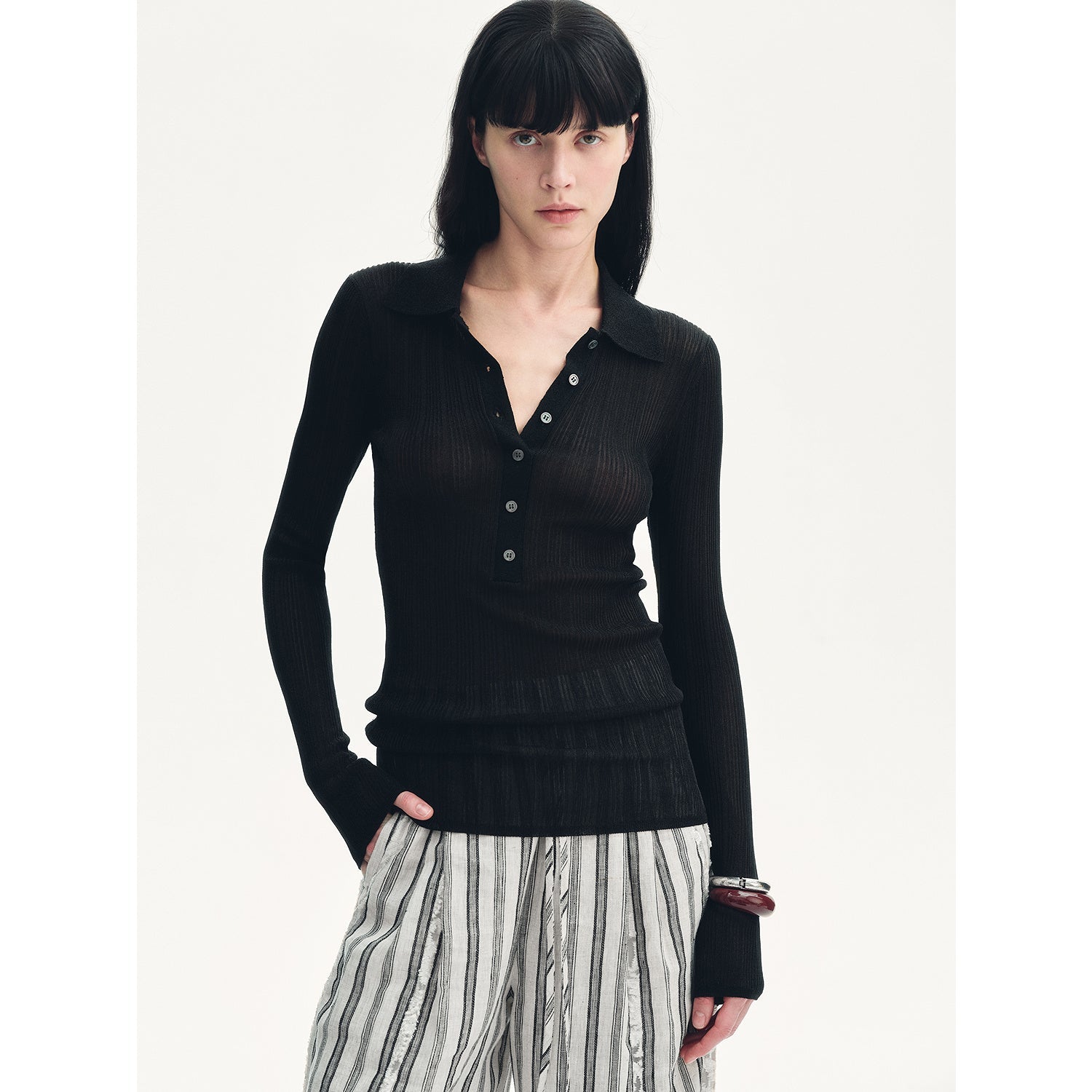 "Spring Inspiration" Retro Slim Fit POLO Neck Sweater-5