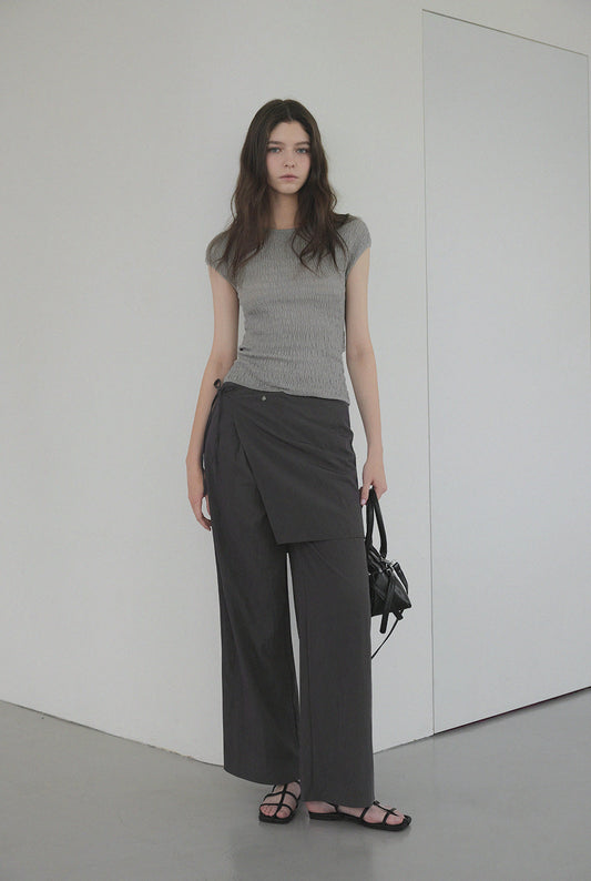 [TWEE] Morini Back-Slit Pleated T-Shirt-0