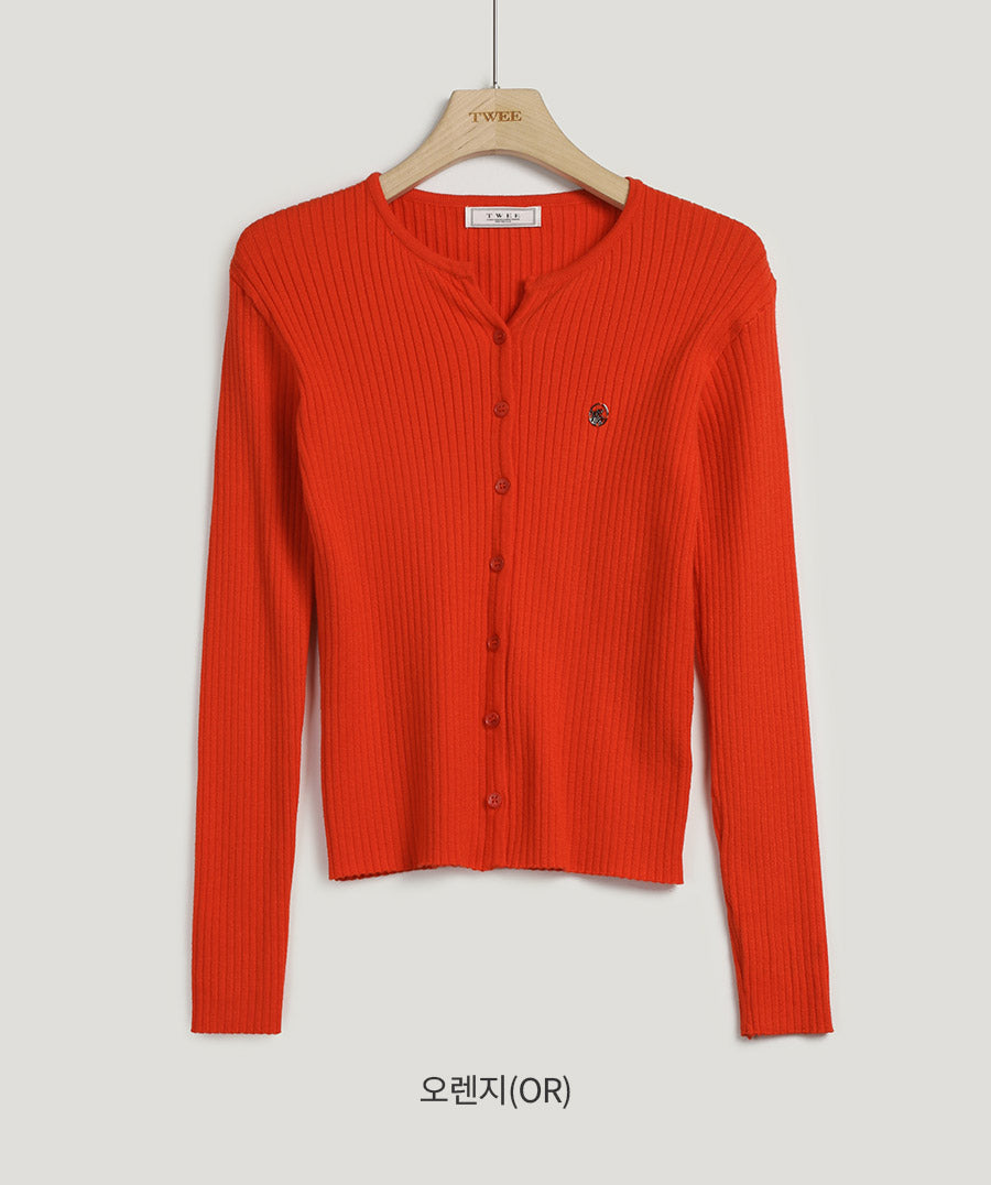 [TWEE] Elvid Symbol Ribbed Cardigan-9