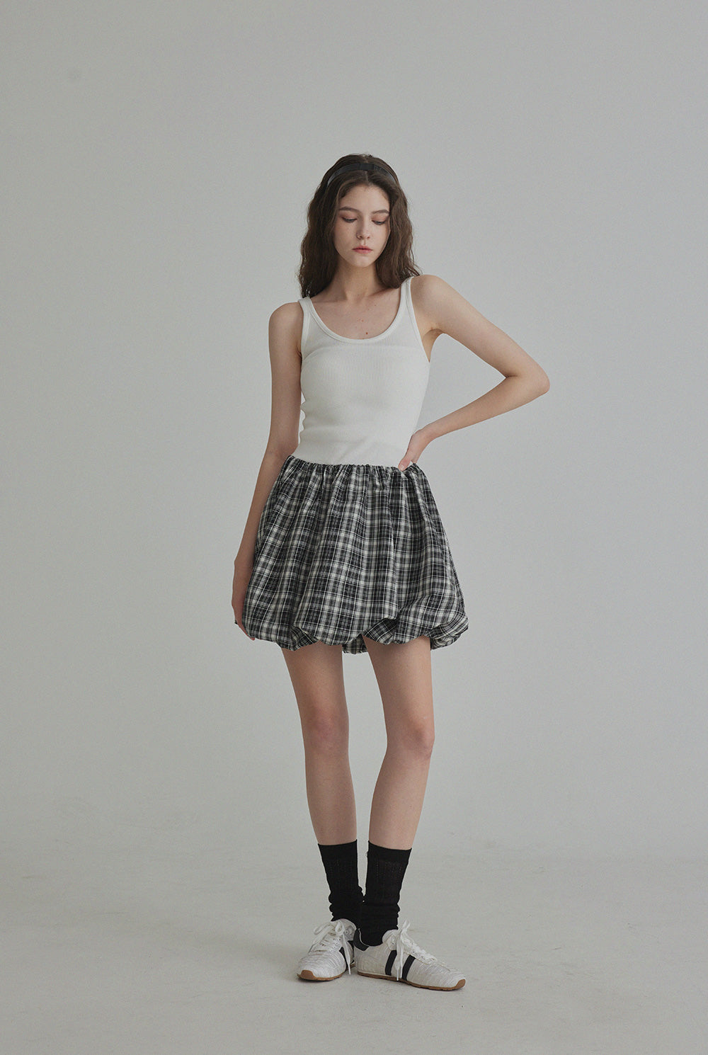 [TWEE] Decen Check Contrast Sleeveless Dress-2