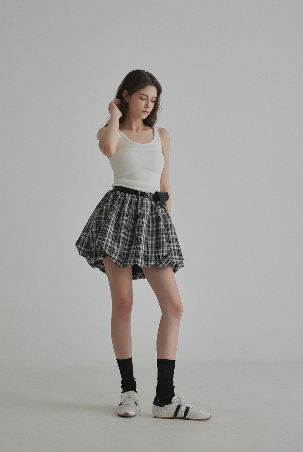 [TWEE] Decen Check Contrast Sleeveless Dress-3