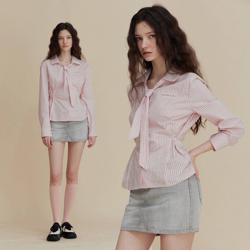 [TWEE] Varnish Tie Stripe Shirt-1