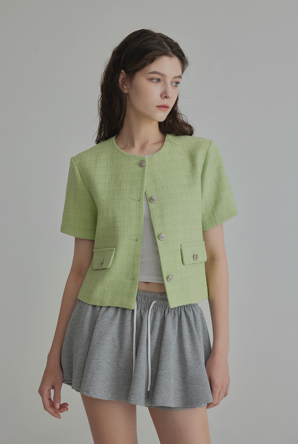 Hermi Tweed Short Sleeve Jacket