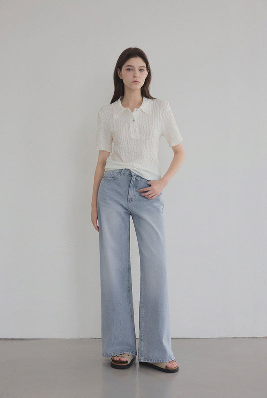 Baggy Embossed Collar T-Shirt