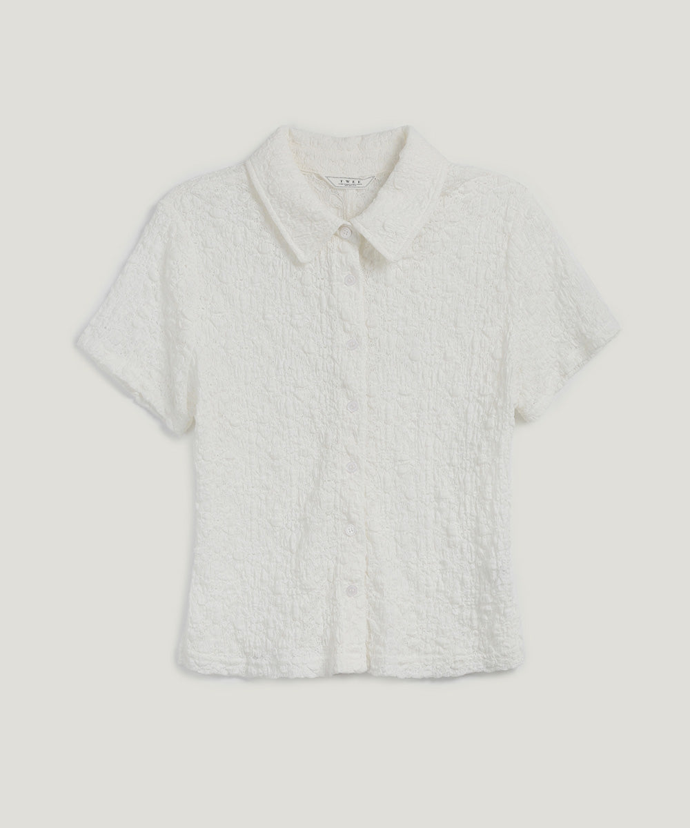 [TWEE] Billet Flower Lace Collar Blouse-6