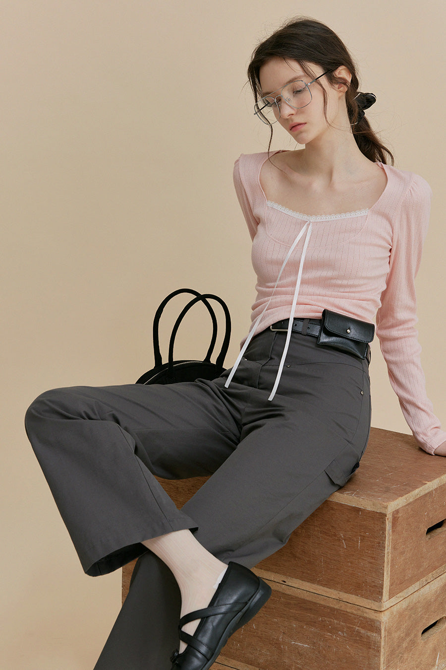 [TWEE] Leche Tie Lace T-Shirt-1