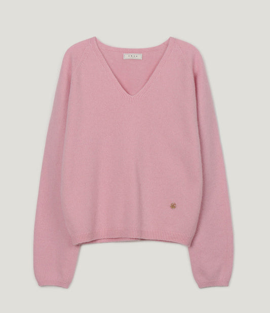 Longc Wool Pastel V-Neck Long-Sleeve Knit