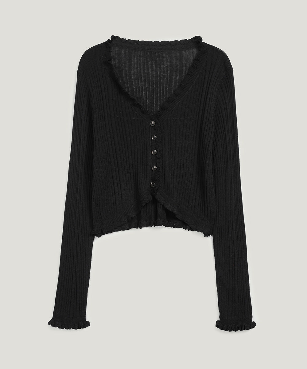 [TWEE] Soize ribbed frill cardigan-6