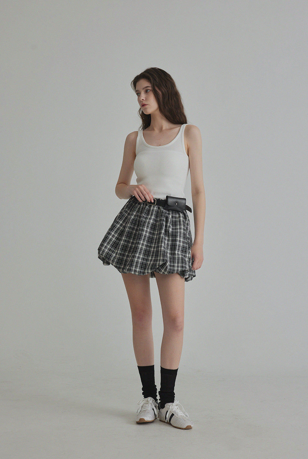 [TWEE] Decen Check Contrast Sleeveless Dress-1