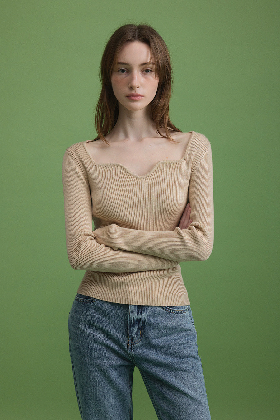 [TWEE] Wip Wave Neck Knit-4