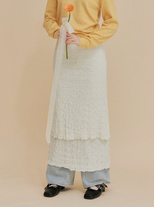 Neoze Layered Shirring Long Skirt