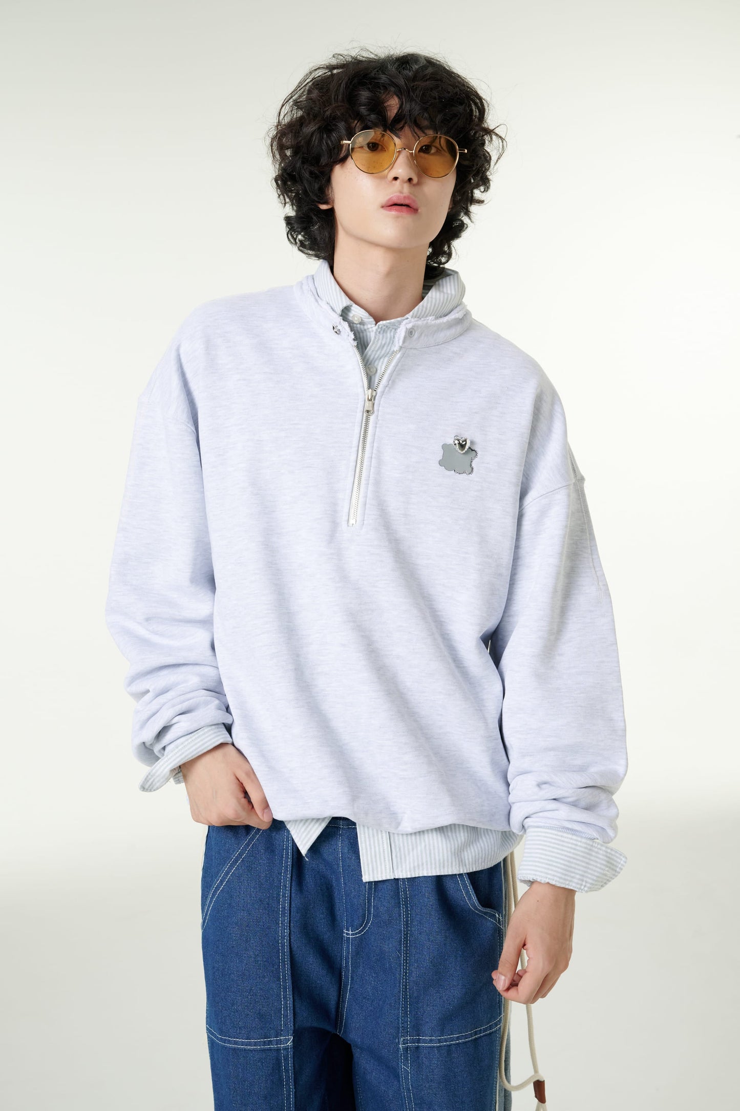 [CLOUD CAKE] Fashion Cloud Cake Symbol Half-Zip Sewatshirt Unisex-4