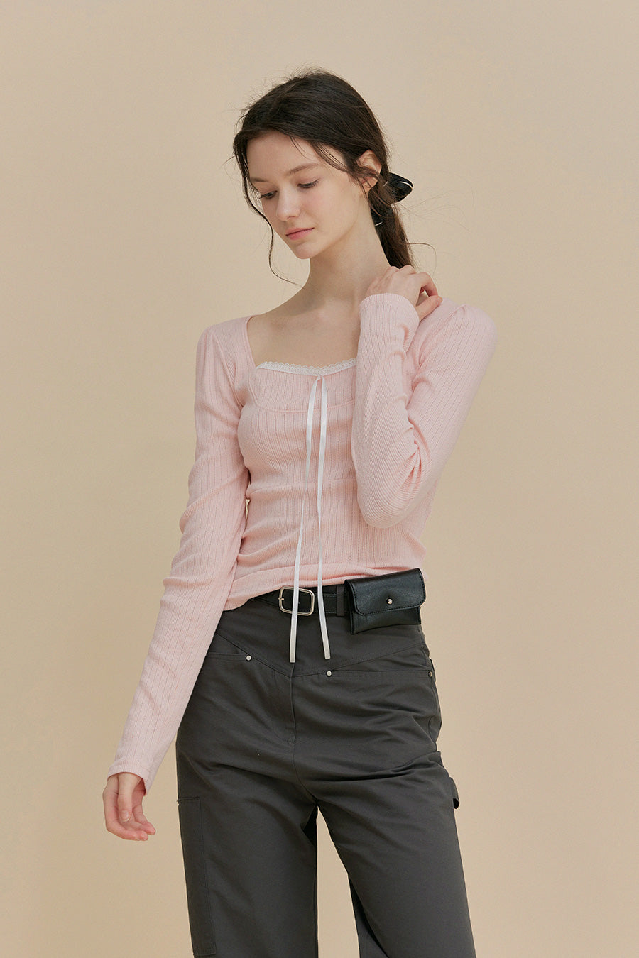 [TWEE] Leche Tie Lace T-Shirt-2