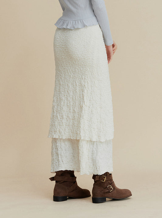 Neoze Layered Shirring Long Skirt
