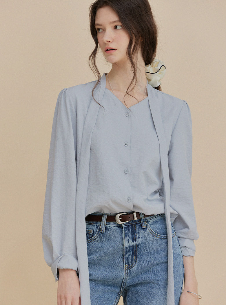 [TWEE] Piel Tie V Blouse-4